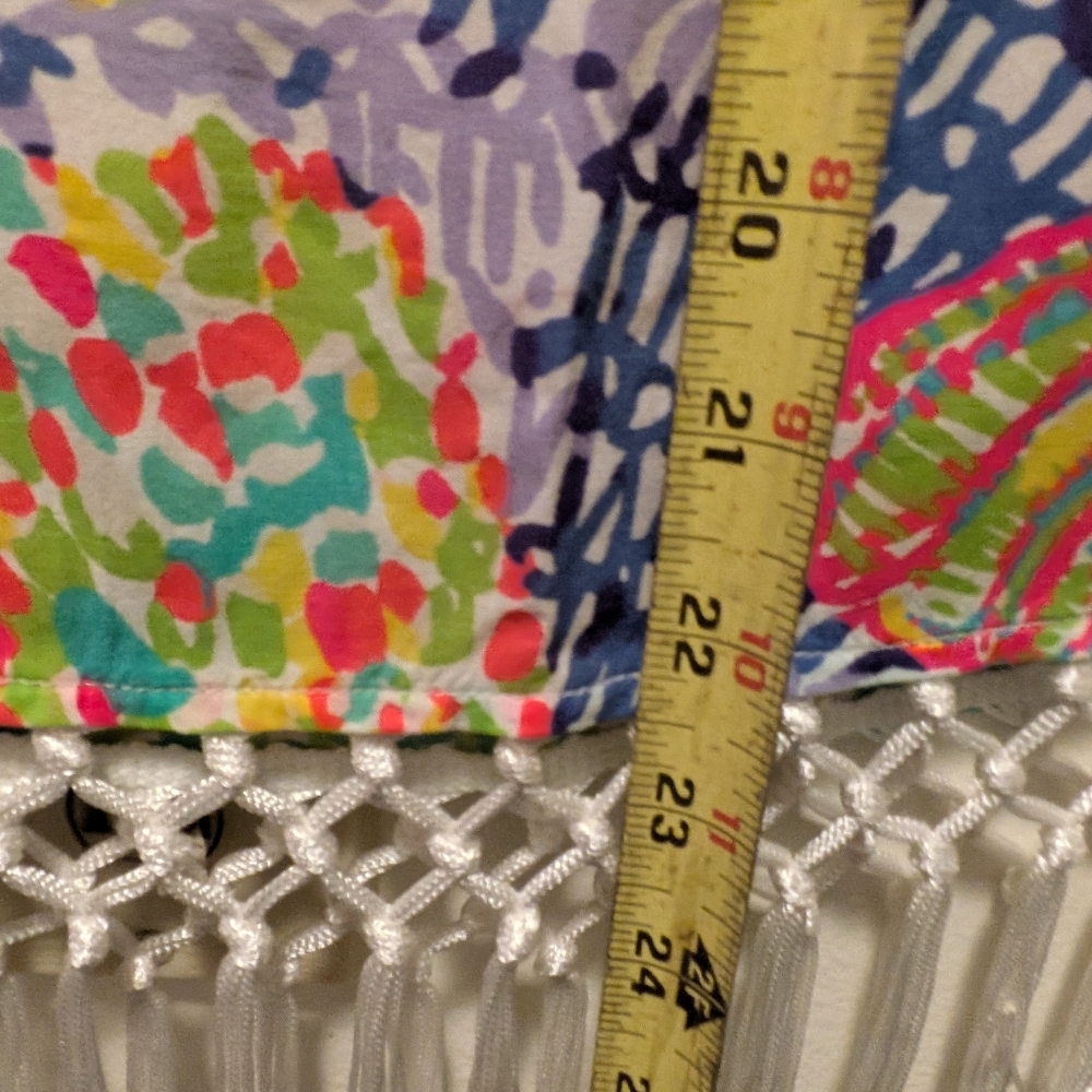 Lilly Pulitzer Multicolor Fringe Blouse Fun Playful Beachy Cruise Vacay - Picture 7 of 8